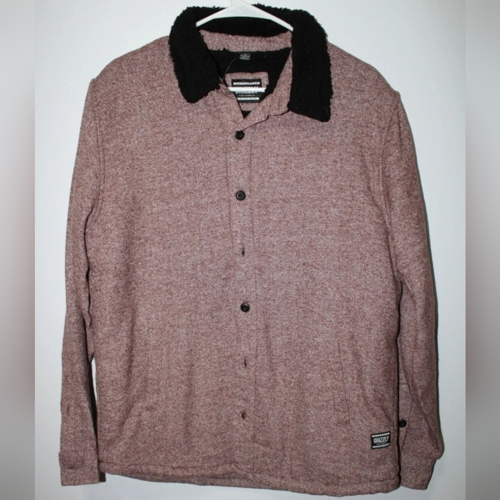 Red Heather Grizzly Griptape Sherpa Fleece Lined Mens Jacket Medium